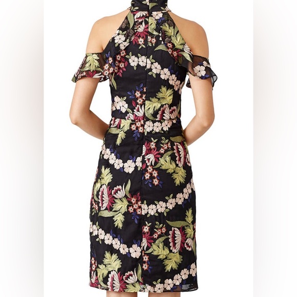 Monique Lhuillier Black Floral Garden Embroidered Dress- size 6 - Picture 2 of 10